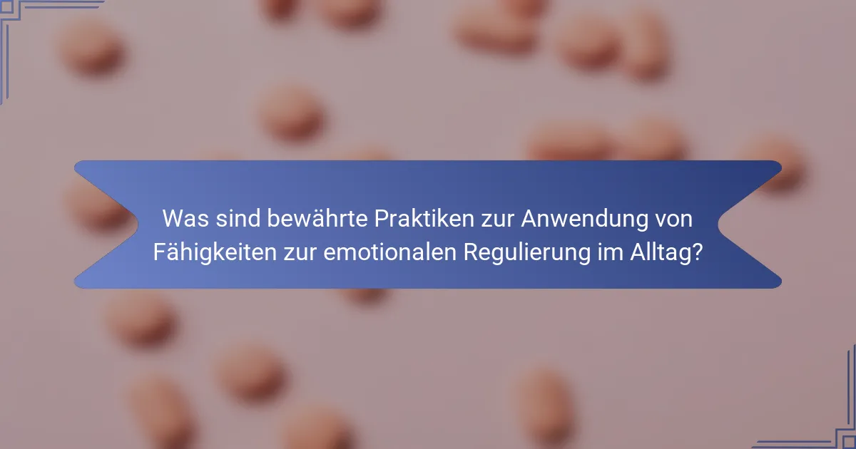Was sind bewährte Praktiken zur Anwendung von Fähigkeiten zur emotionalen Regulierung im Alltag?
