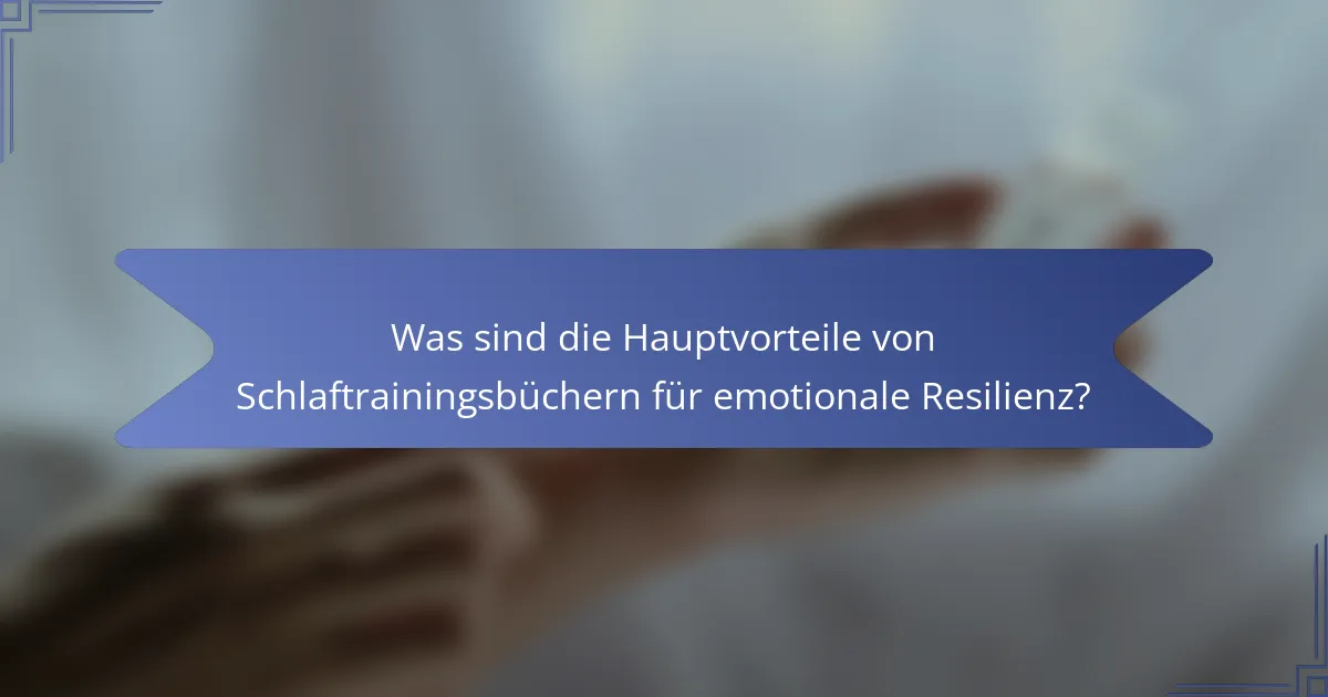 Was sind die Hauptvorteile von Schlaftrainingsbüchern für emotionale Resilienz?