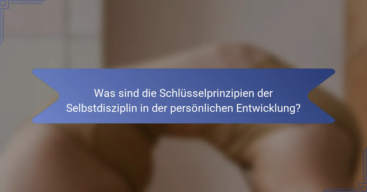 Was sind die Schlüsselprinzipien der Selbstdisziplin in der persönlichen Entwicklung?