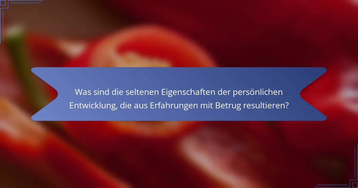 Was sind die seltenen Eigenschaften der persönlichen Entwicklung, die aus Erfahrungen mit Betrug resultieren?