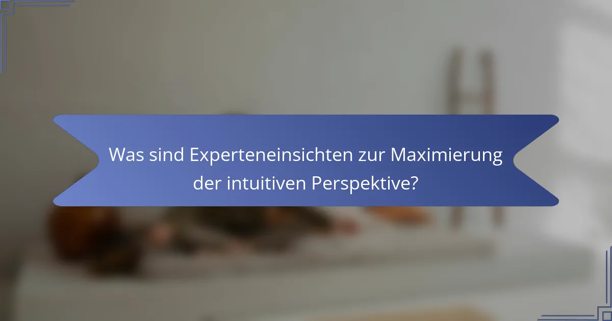 Was sind Experteneinsichten zur Maximierung der intuitiven Perspektive?